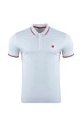 White-Red Plus Size Polo Neck T-Shirt