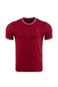 Claret Red Plus Size Crew Neck Printed T-Shirt