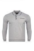 Big Size Classic Pattern Pocket Polo Neck Sweatshirt