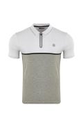 Plus Size Regular Textured Zippered Polo T-Shirt