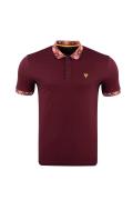 D.Burgundy Red Plus Size Polo Neck T-Shirt