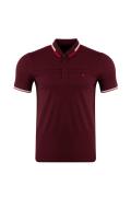 D.Burgundy Red Plus Size Regular Textured Polo T-Shirt