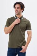 Polo Neck Regular Fit T-Shirt with Under-Button Print Detail