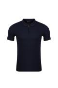 Regular Fit Zippered Polo Neck 100% Cotton Short Sleeved Basic Combed Cotton T-Shirt