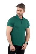 Regular Fit Zippered Polo Neck 100% Cotton Short Sleeved Basic Combed Cotton T-Shirt