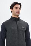 Regular Fit Half Zipper Stand Collar Sweatshirt